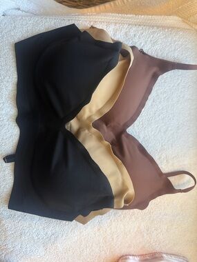 Seamless Molded Cup Wireless Bra - Black & Brown